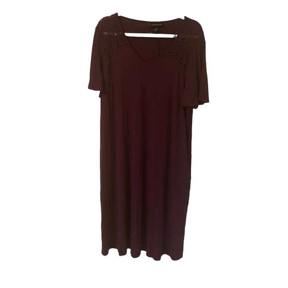 Lane Bryant Dresses & Skirts - Lane Bryant Womens Sheath Dress Burgundy Midi Stretch Half Sleeve Plus 18/20